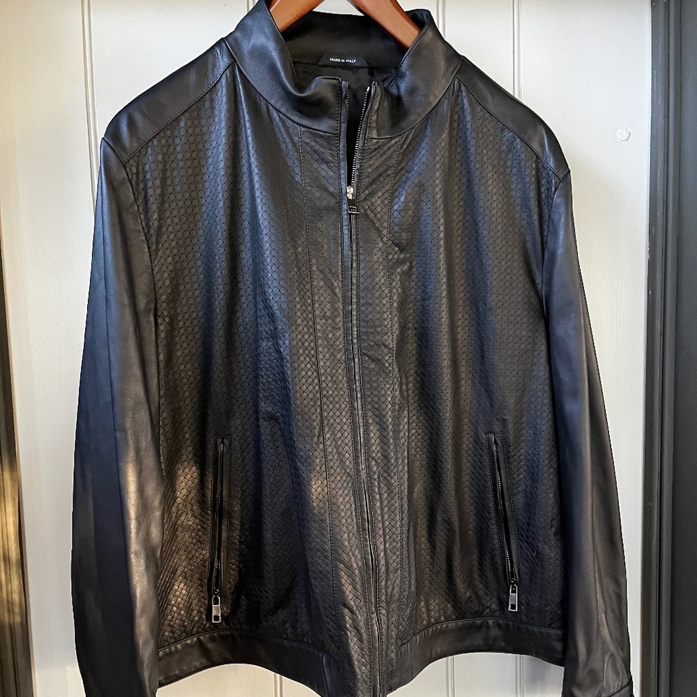 Di Bello Black Ovine Leather Made in Italy. Size 60 ( US size 2XL)